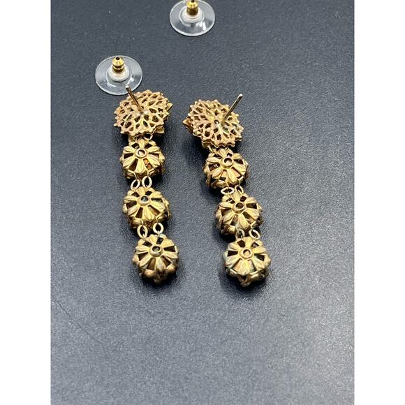 Vintage Gold-Tone Filigree Drop Rhinestone Accents
Statement Dangle Earrings - Picture 11 of 15
